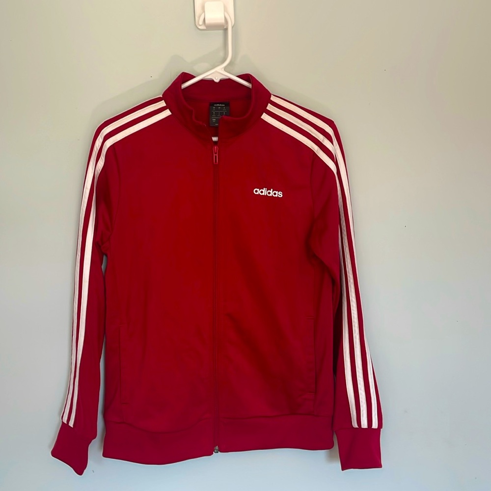 Adidas men’s medium M full zip track jacket warm up tricot with pockets Red